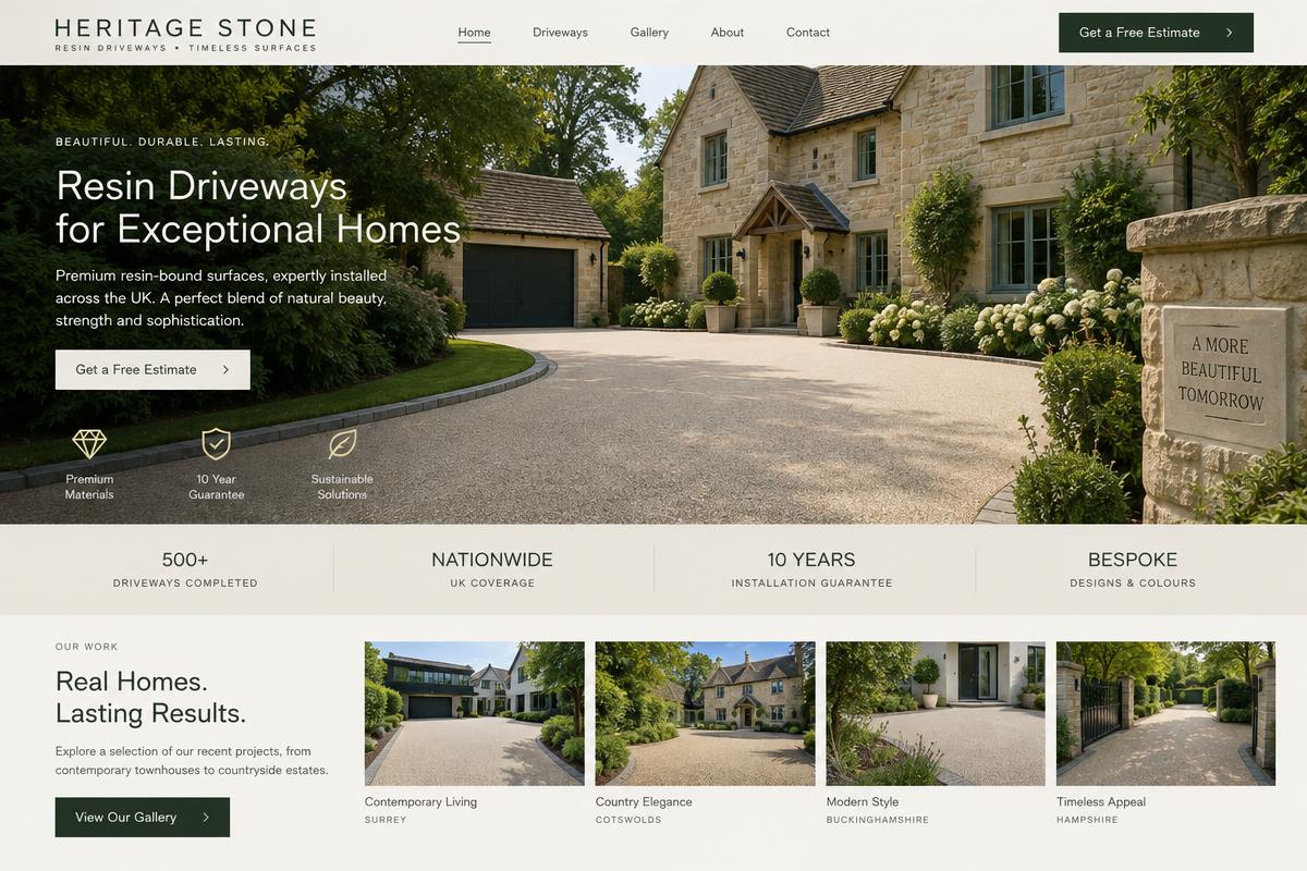 Heritage Stone driveway company website design