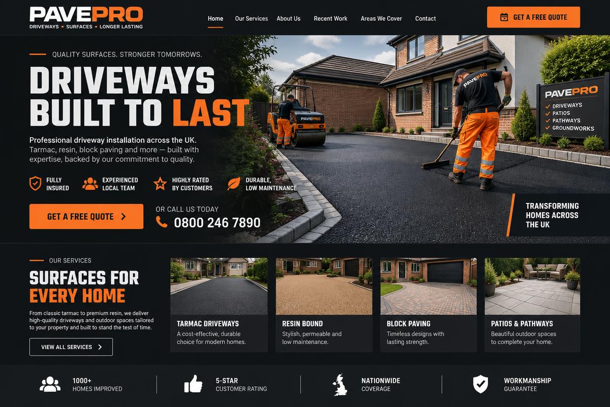 PavePro Premier driveway company website design