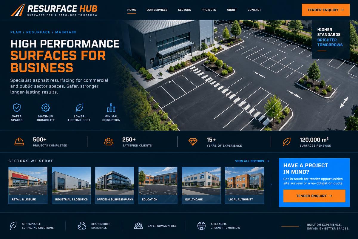 Resurface Hub driveway company website design