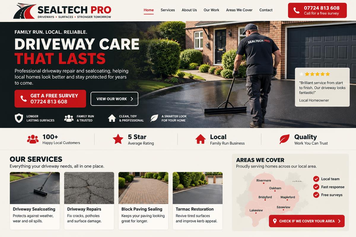 SealTech Pro driveway company website design